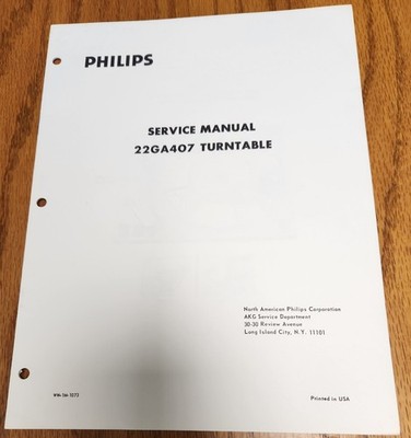 Philips 22GA407 Turntable Service Manual