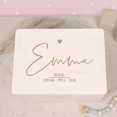 Erinnerungskiste mit Name personalisierbar Gravur Erinnerungsbox Geschenk Geburt