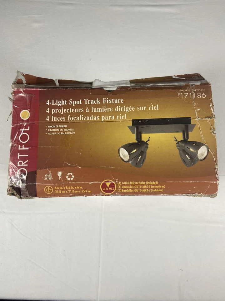 Portafolio Accesorio de Pista de 4 Luces Acabado Bronce, Nuevo en Caja, Cabezales Ajustables Foto 2 de 4