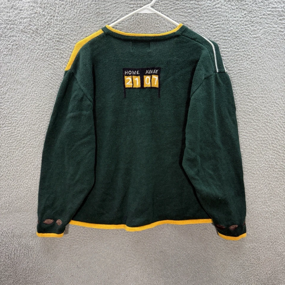 Cárdigan tejido vintage Green Bay Packers para mujer XL verde amarillo NFL Y2K Foto 2 de 4