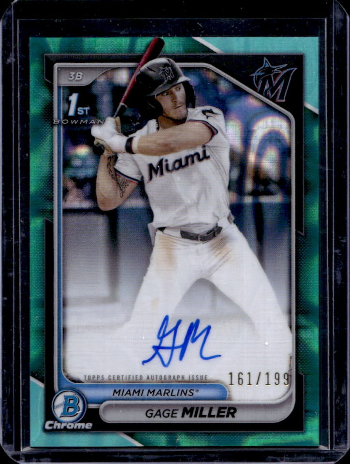 2024 Bowman Draft Gage Miller Chrome Auto Aqua Lava Refractor 1st #161/199