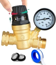 Water Pressure Regulator Adjustable, Pressure Reducing Valve with Strainer