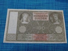 🇳🇱 Netherlands 100 Gulden P-51c  1942  XF Banknotes  011426-8