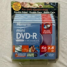 4x Memorex Mini DVD R 4X 2.8GB 60min Double Sided DVD Disc Open Box