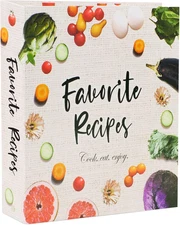 Recipe Binder 8.5X11, 3 Ring DIY Cookbook Binder Kit 12 Dividers & 25 Plastic Sl