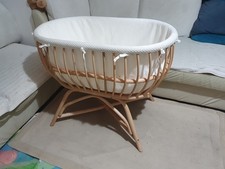 Image of CuddleCo Aria Crib Moses Basket Cot White Rattan