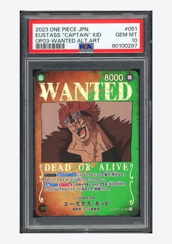 One Piece PSA 10 Eustass "Captain" Kid SP Wanted Alt Art 2023 OP01-051 OP03 JPN