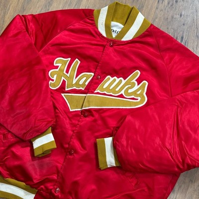 Vintage Atlanta Hawks Jacket Mens L Red Delong Varsity Bomber Coat Lined NBA 90s
