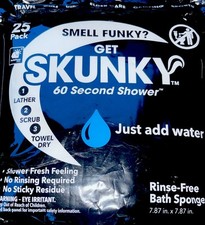 25-Pack SKUNKY Disposable Rinse-Free Bathing Wipes Cleans Without a Shower CL