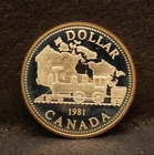1981 Canada silver dollar, Trans-Canada Railway, DCAM proof, KM-130
