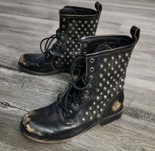 Frye Studded Leather Moto Boots:Size 8