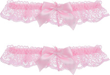 2 Pairs Wedding Garter for Bride,Pink Garter Belt,Pink Leg Garters,Lace Bridal T