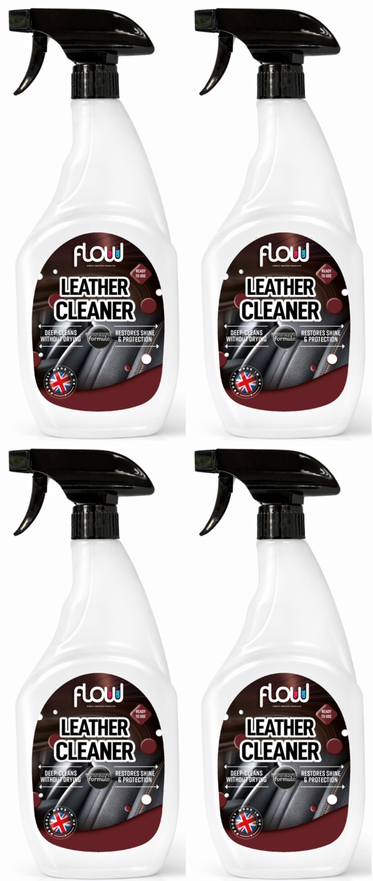 4x FlowChem Leather Cleaner Interior Car Van Dirt Stains Shine Protect 750ml