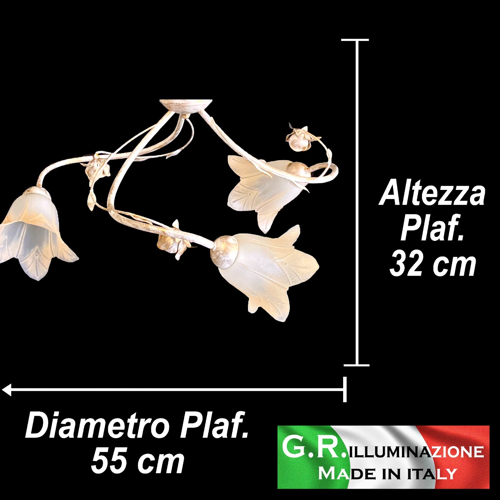 Plafoniera Classica Dina Ferro Battuto Avorio Oro | Luce d'Atmosfera - 2