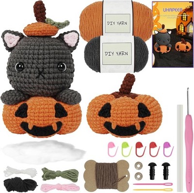UHAPEER Halloween Crochet Kit for Beginners, Cat and Small, 