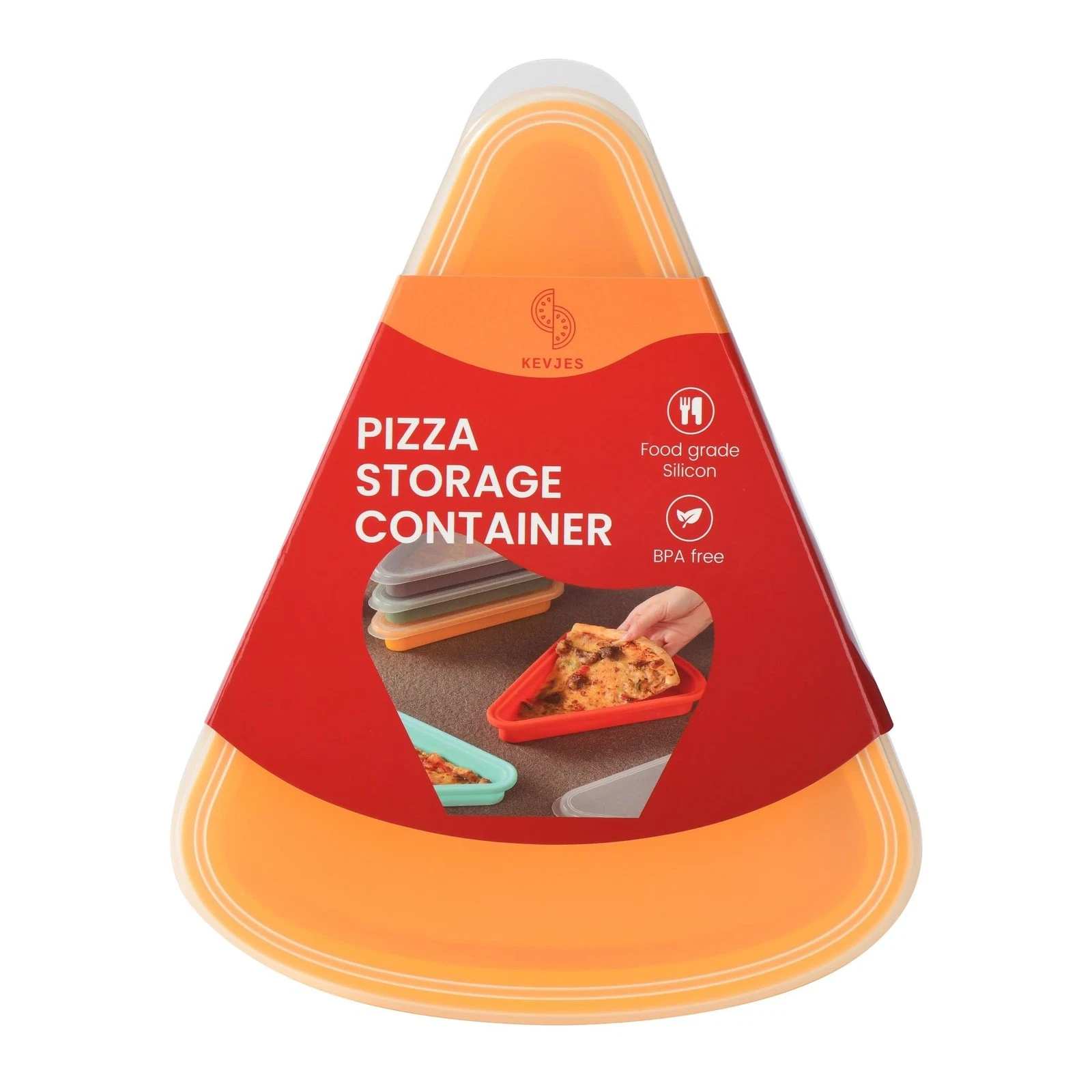 2-Pack Reusable Silicone Leftover Pizza Slice Storage Container with -tight L...