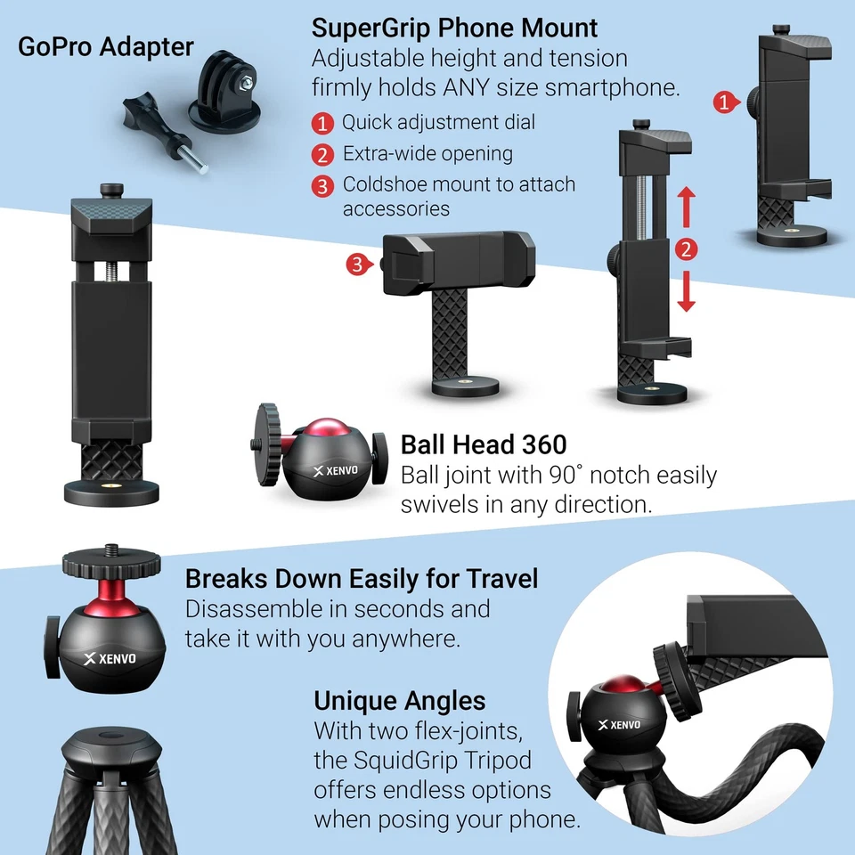 SquidGrip Flexible Cell Phone Tripod and Portable Action Camera Holder - Comp... - Image 3 of 4