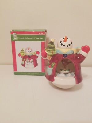 Christmas Roly Poly Snowman Snowglobe Water Globe Rare