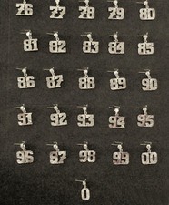 Number Pendant 76-99 0, 00 Bright Silver Rhodium Plated Dia-Cut Numbers