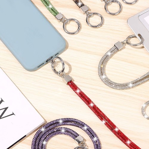 Rhinestone Phone Lanyard Hanging Cord Chain Straps Crystal Anti-lost Rope - Photo 9 sur 26