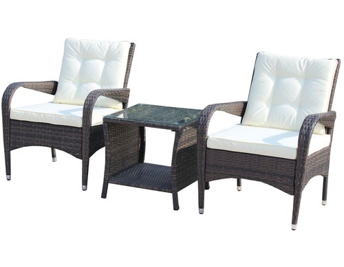 3PCS Outdoor Patio Garden Wicker Rattan Table Chairs Conversation Set Bistro Set - Picture 9 of 11