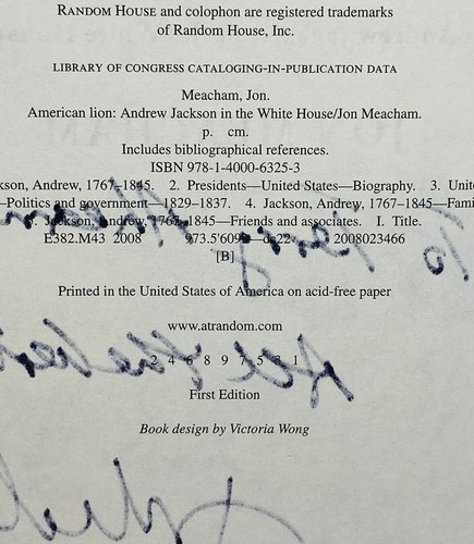 Jon Meacham - American Lion: Andrew Jackson - SIGNED 1st 1st - PULITZER Prize - Foto 7 di 7