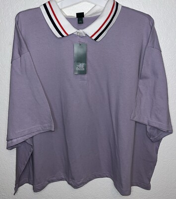 Women's Plus Size Short Sleeve Polo Shirt- Wild Fable Purple 3X