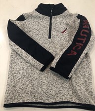 NAUTICA Sweatshirt 1/4 Zip Blue/Grey w/Red Accent Lettering Boys Sz 4T