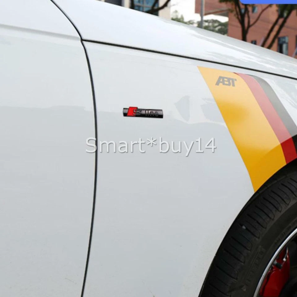 2* Sline S Line Side Emblem Badge Sticker for Audi A4 A5 S Q3 Q5 Q7 Gloss Black - image 4 of 4