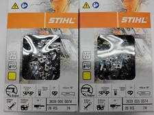 Stihl OEM 2-Pack 26RS-74 18" Yellow PRO Chainsaw Chains .063 .325" 74DL