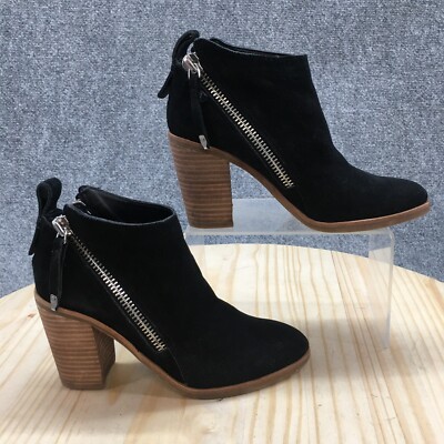 Dolce Vita Boots Womens 6 Casual Double Zipper Ankle Bootie Black Suede Heels