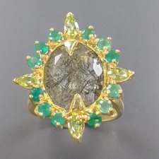  Not Enhanced Rutilated Quartz Ring 925 Sterling Silver Size 9.5 /B-R1410