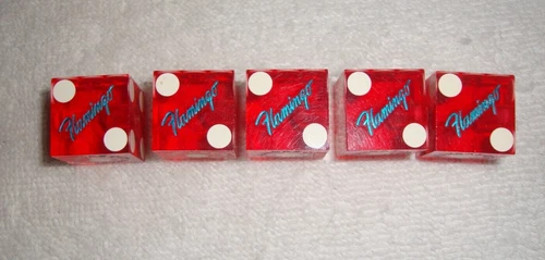 5 - Flamingo Hilton Casino Kansas City #605 Gambling Dice Red Drilled 