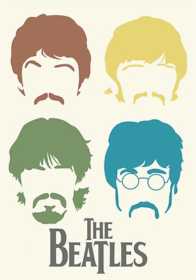 THE BEATLES MEMBERS HEADS FACES ARTWORK MUSIC BAND ART PRINT