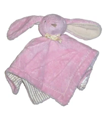 Pottery Barn Kids Pink Stripe Bunny Baby Blanket Thumbie Security Lovey