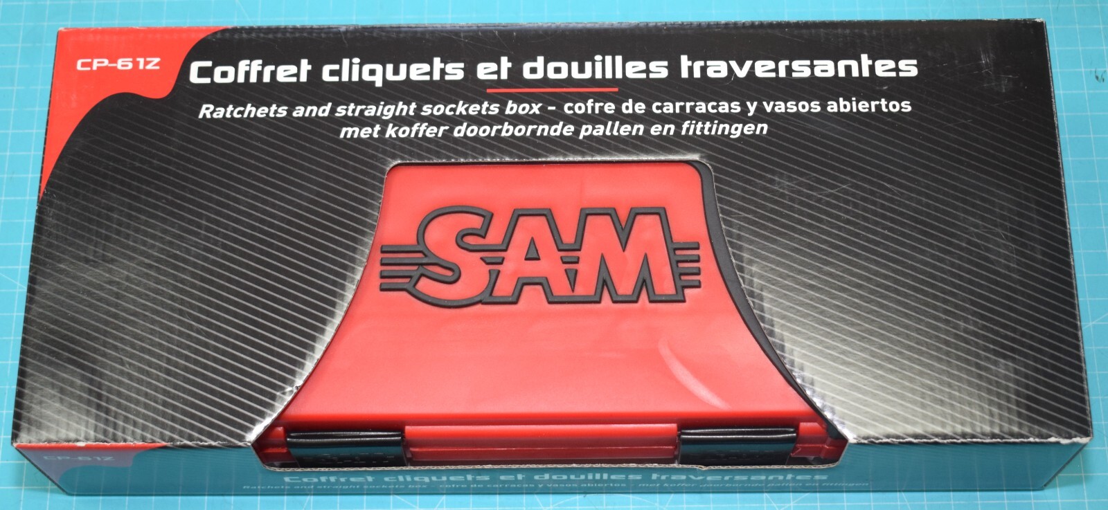 Coffret cliquets et douilles traversants 1/4 3/8 SAM CP-61Z en acier chrome-vanadium forgé