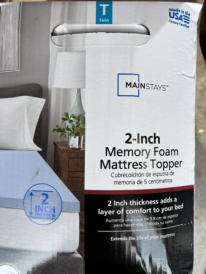 Mainstays 2'' Memory Foam Mattress Topper, Twin Size, Blue - Image 2 of 4