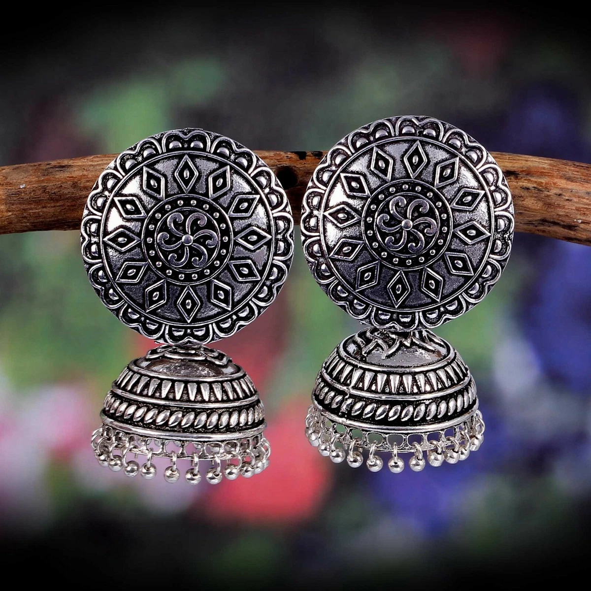 Oxidized silver shop earrings