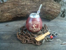 Colo Colo de Chile Futbol - Hand Made Gourd + Straw + BONUS SPOON For Yerba Mate