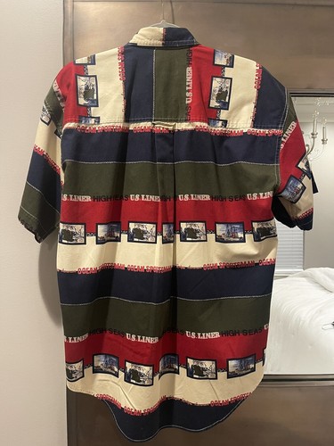 EUC Vintage Chaps Ralph Lauren Shirt Mens Medium Button Down Nautical Ocean 90s - Picture 4 of 4