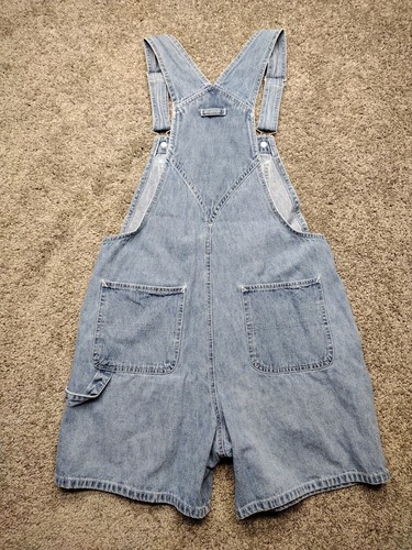 Vintage DISNEY Denim Overalls Shorts 90s Womens M USA Flag Patriotic Mickey Y2K - Picture 9 of 12