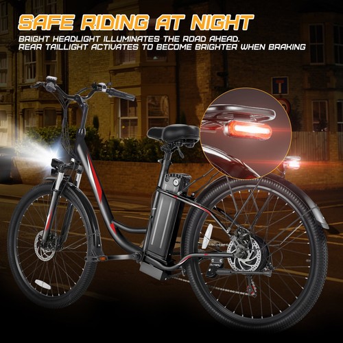 500W 48V Electric Bike 26in Commuting Bicycle, Adults City Cruiser e Bikes w/LCD - Picture 5 of 15