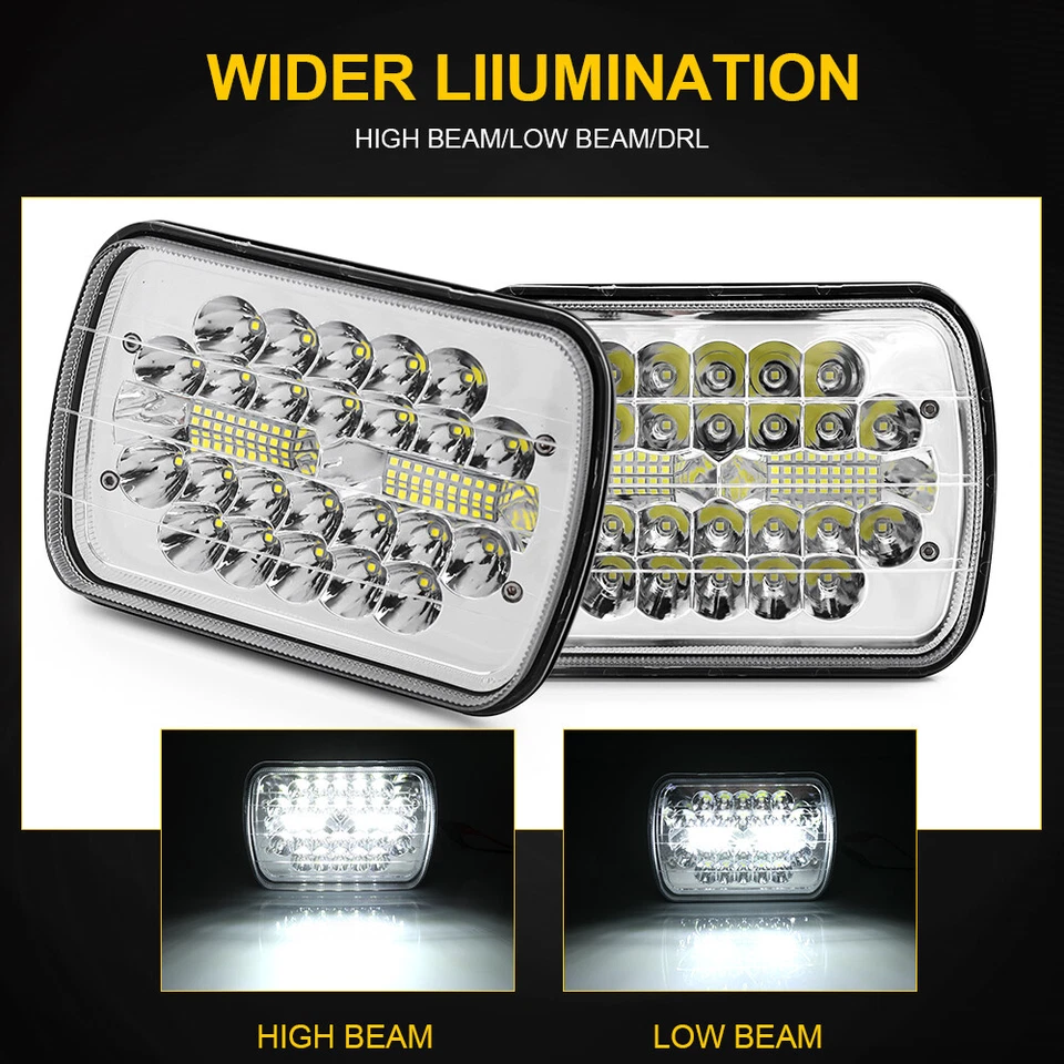 Par de faros LED 5x7 7x6" 135W Hi-Lo para camioneta Ford E-150 E-250 E-350 1982-2012 Foto 4 de 4