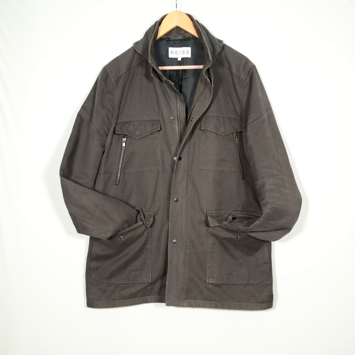 Men's Reiss 'Nelson' Military Field Chore Style Jacket olive UK Large - Main Image