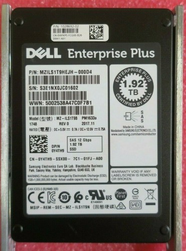 Dell Compellent 1.92TB SAS 12G 12G SSD 2.5" MZILS1T9B Enterprise Plus Y4TH9 - Afbeelding 5 van 6