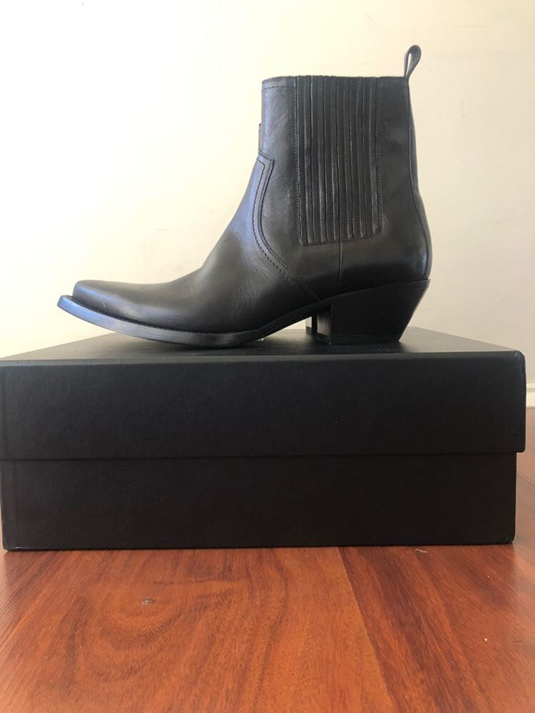 Saint Laurent Lukas black leather boots kangeroo chelsea size EU