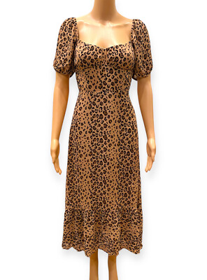 knee length dresses for ladies Feeling Feline Midi Dress Leopard