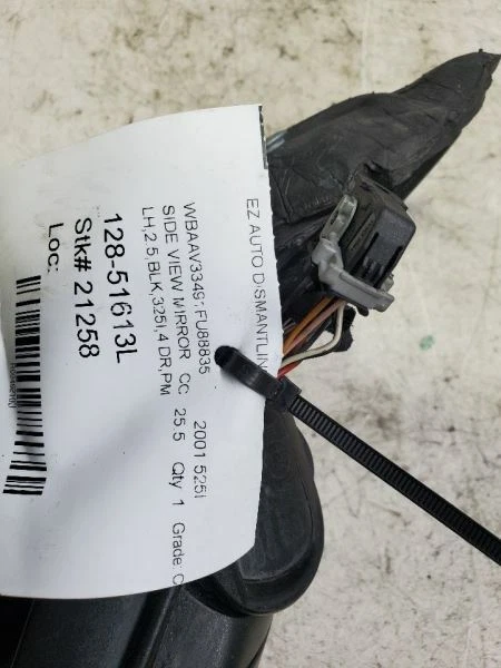 99-03, BMW 525I, espejo retrovisor lateral del conductor, negro, LH, PN: 51-16-7-890-829 Foto 3 de 4