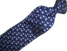Brooks Brothers Country Club Blue Sailboats Print Silk Tie L59" x 3.5"W
