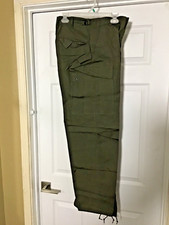 NOS US Army Trousers, Rip Stop Poplin OG-107 Tropical 1968 Long Small  63